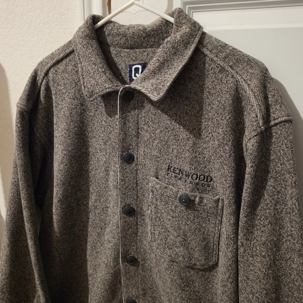 Vintage Quiksilver Mens Large Knit Shirt Jacket Brown Made in USA Kenwood 90s